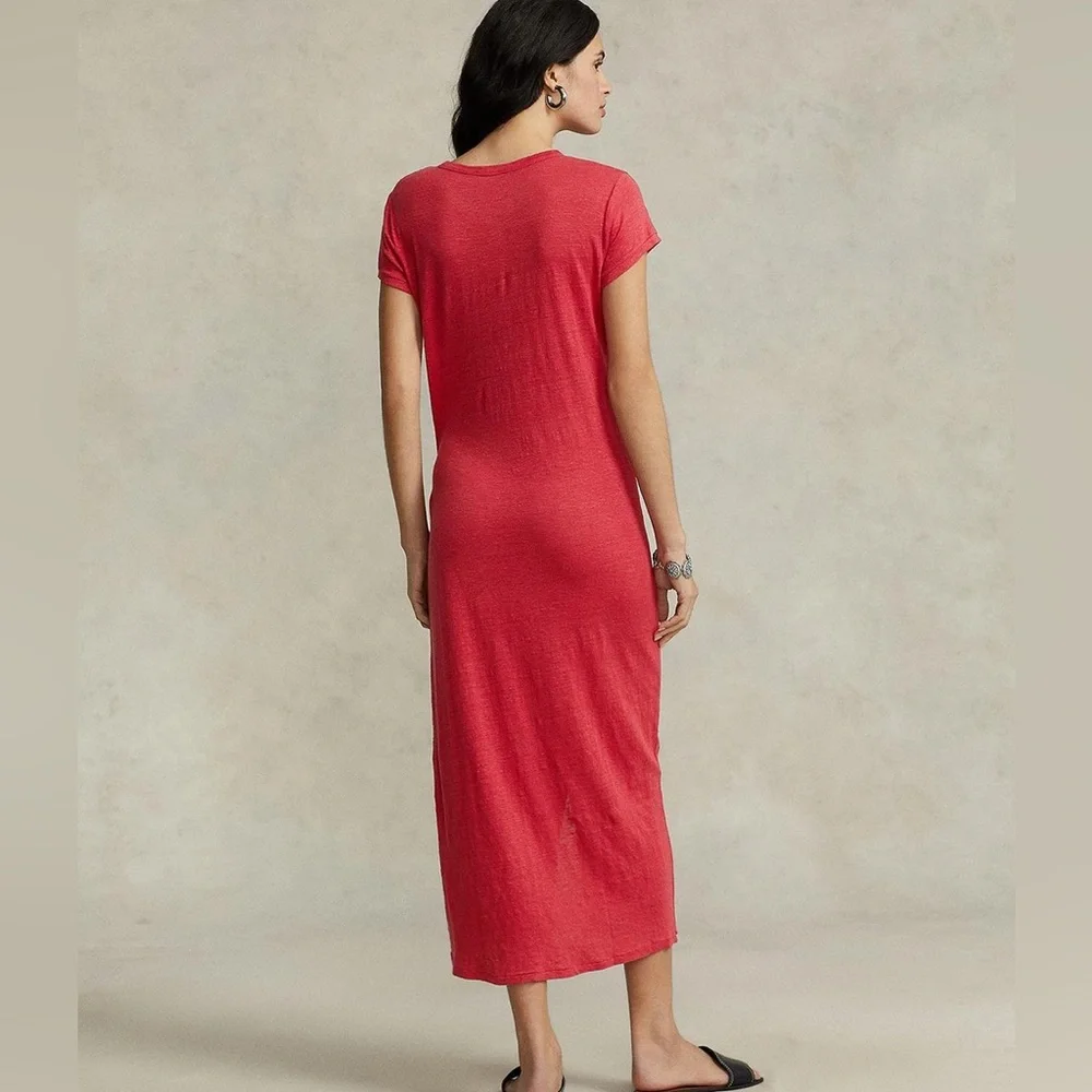 Polo Ralph Lauren Tie-Detail Linen Jersey Tee Dress